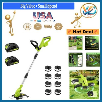 12-Inch Cordless String Trimmer with 2 Batteries, Edger, Garden Tool
