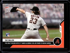 Zac Gallen - 2020 MLB Topps Now #146 Red 03/10 Parallel Arizona Diamondbacks