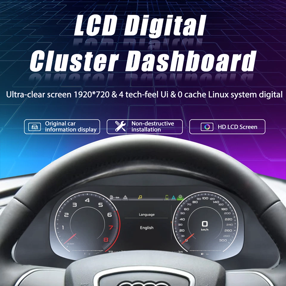 Cuadro de instrumentos velocímetro de actualización de medidores digitales para AUDI Q5 SQ5 2010-2018 Foto 4 de 4