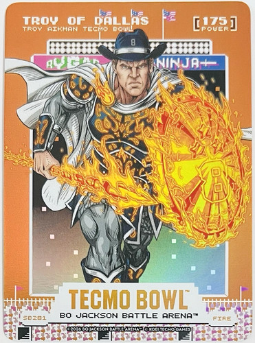 Bo Jackson Battle Arena Tecmo Bowl TROY OF DALLAS Scoreboard Battlefoil Fire SSP