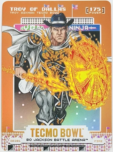 Bo Jackson Battle Arena Tecmo Bowl TROY OF DALLAS Scoreboard Battlefoil Fire SSP