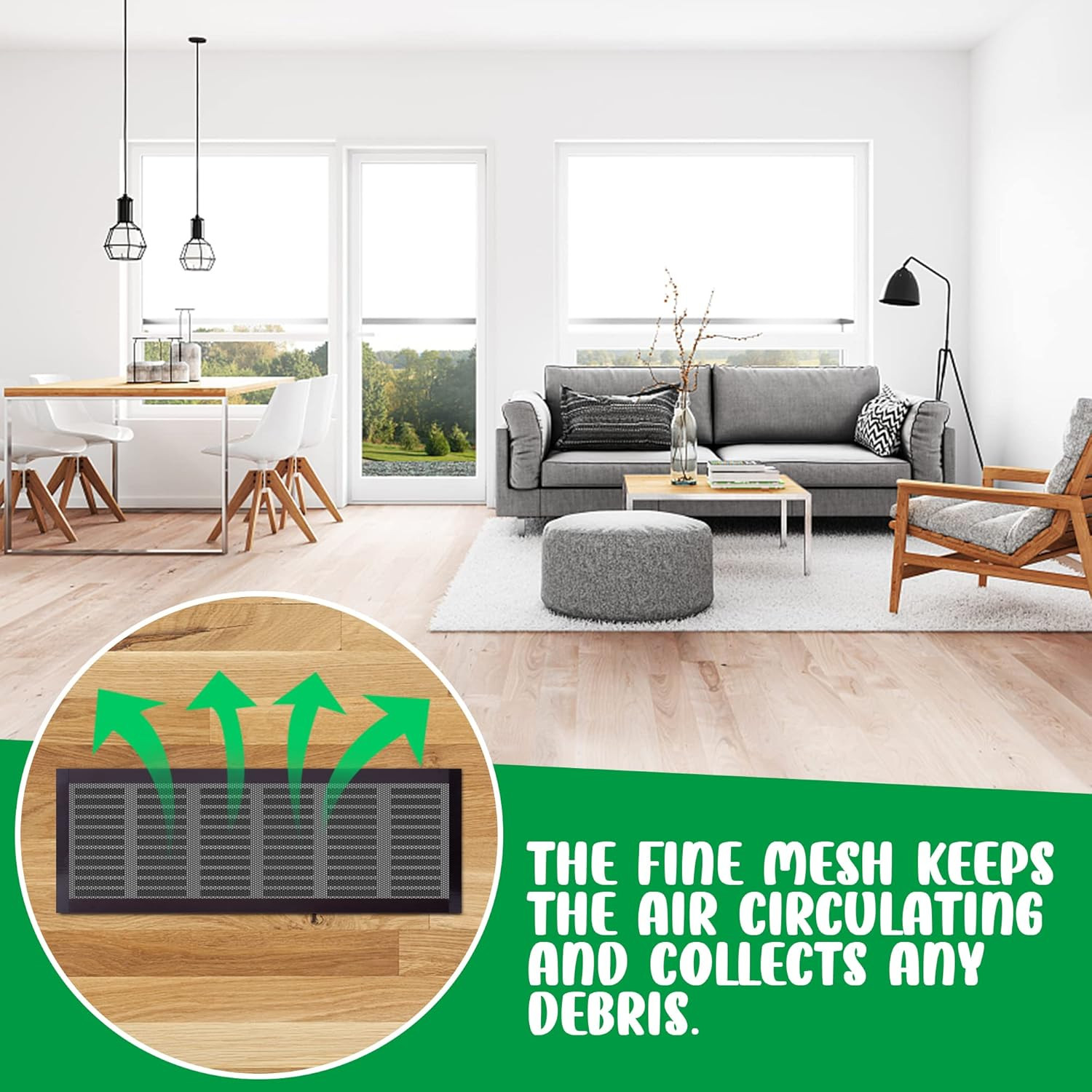 как выглядит 8Pcs Floor Vent Mesh Covers, 4X12" Magnetic Air Vent Screen Register Trap, Recta фото