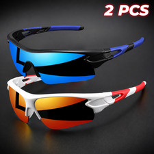 2PCS Unisex Sports Sunglasses Polycarbonate UV400 Cycling Running Fishing Glases