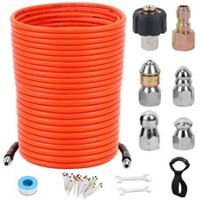Sewer Jetter Kit 200FT 5800PSI Pressure Washer Drain Cleaner Hose Orange Water