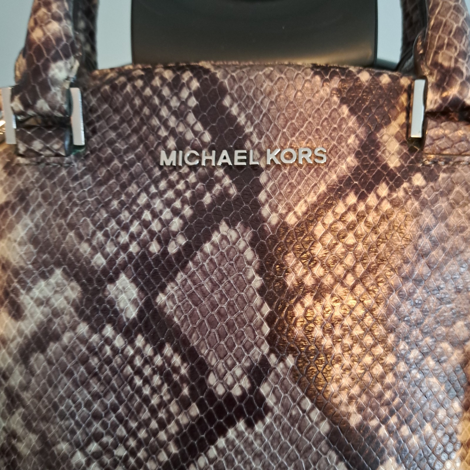 Michael Kors Riley Beige Python Embossed Leather … - image 4