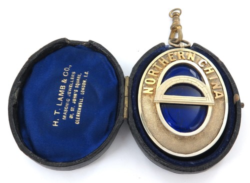 1923 SUPER RARE Sterling Silver Northern China Large Masonic FOB / Original Box