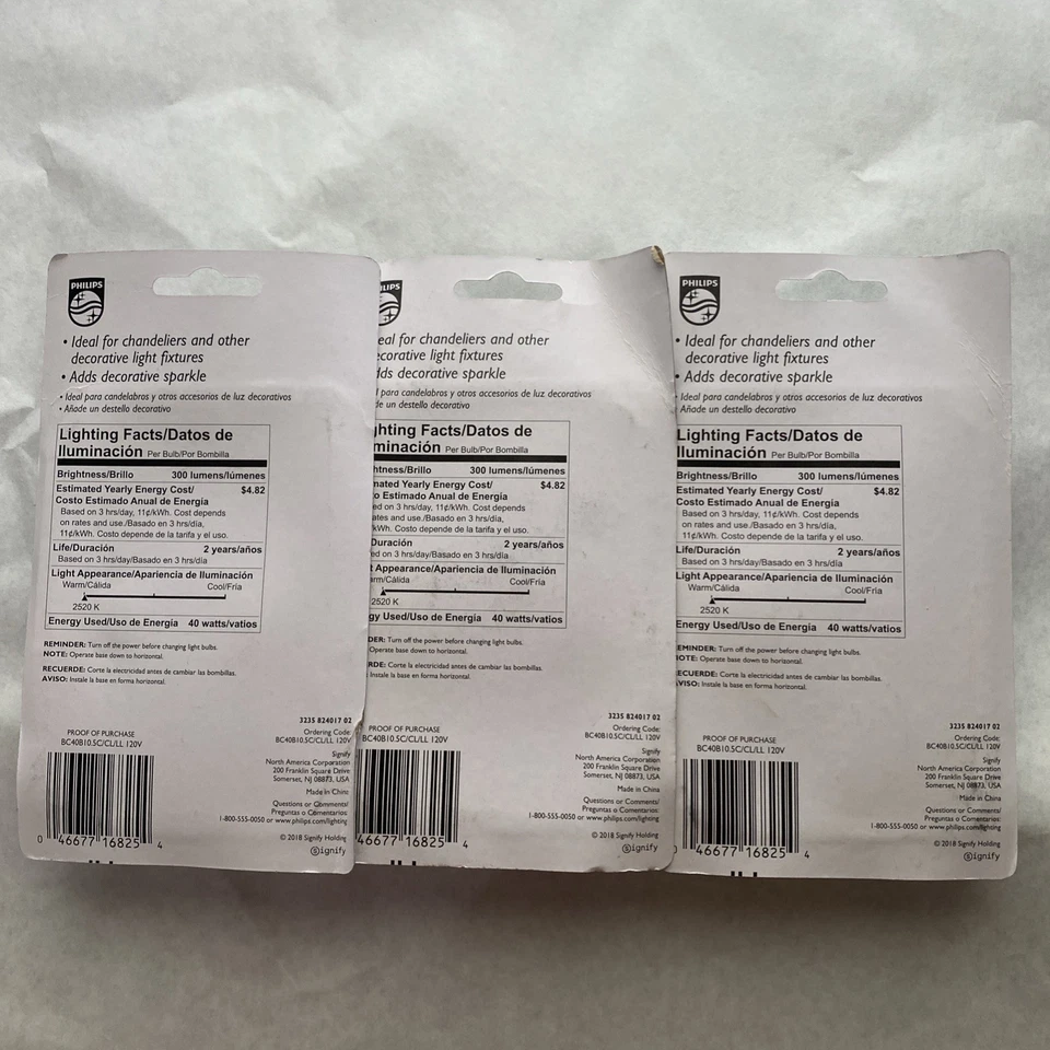 3 Pack PHILIPS DURAMAX 40W CLEAR CANDELABRA BASE B10.5 REPLACEMENT BULBS - Image 3 of 4