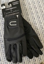 Guanti da equitazione Equine Couture donna cristallo touch screen nero taglia L