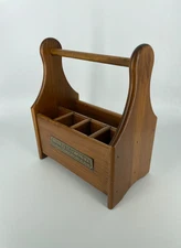 Vintage Wood Utensil Silverware Napkin Holder Caddy  collectible