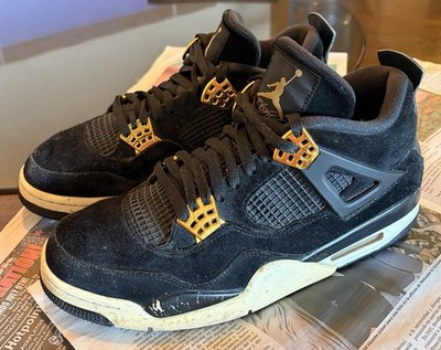 Nike Air Jordan 4 Retro Royalty Size US 10.5 Black Metallic Gold White