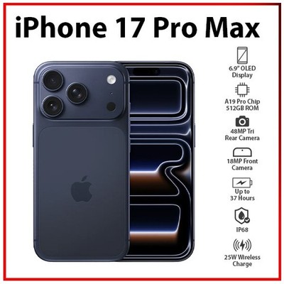 Apple iPhone 17 Pro Max 12GB+512GB DEEP BLUE Dual SIM Unlocked iOS Mobile Phone
