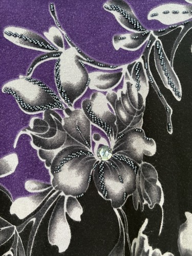 Top para mujer Pierri New York Puple floral con cuentas lentejuelas talla M - Imagen 2 de 4
