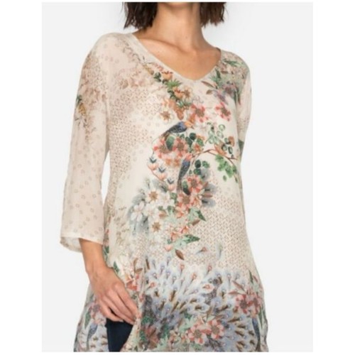 Johnny Was Ficher Bluse Blumen Vögel Gr. Medium Boho Chic Festival Western Tunika