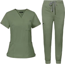 niaahinn Women's Scrub Top with Classic V-Neck & Yoga Jogger Pants Small