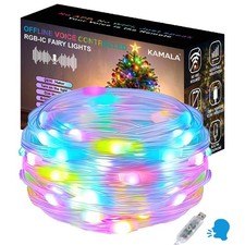 AI Smart Color Changing Fairy Lights, 32.8ft RGB+IC Offline Voice Control Lig...