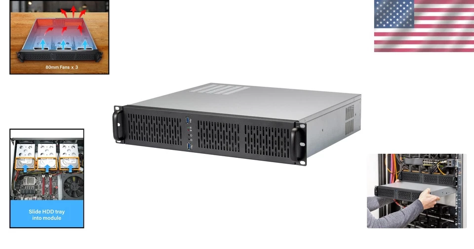 2U Server Chassis: 3 PWM Fans, 4 HDD Bays & Front Lock for Enhanced Security - Image 2 of 4