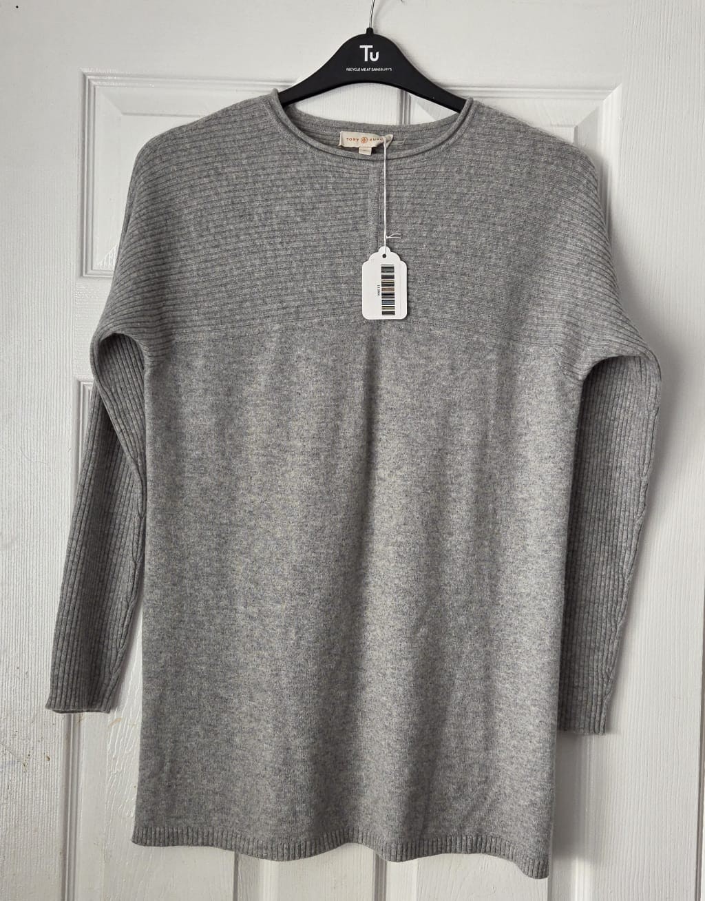 Tory Burch Designer Womens Grey 100% Cashmere Knitted Jumper Size M thumbnail 6