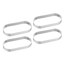 4pcs Perforated Cake Rings 6.69" Stainless Steel Oval Tartlet Ring