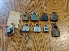 Lot Of 9 Vintage Padlocks Corbin Slaymaker Sargent Sears Master Aetna