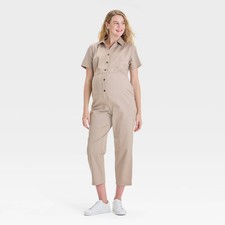 Short Sleeve Utility Maternity Jumpsuit - Isabel Maternity by Ingrid  Isabel