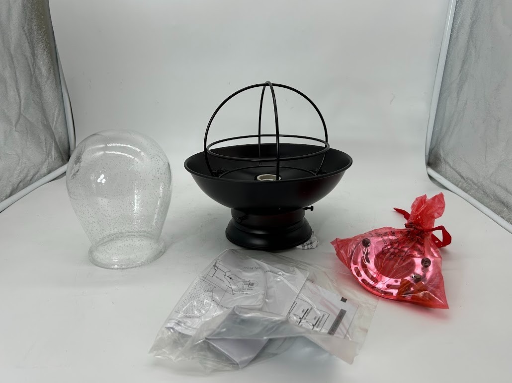 9 in. W x 9 in. H 1-Light Oil Rubbed Bronze Ceiling Light w/ Clear Glass Shade