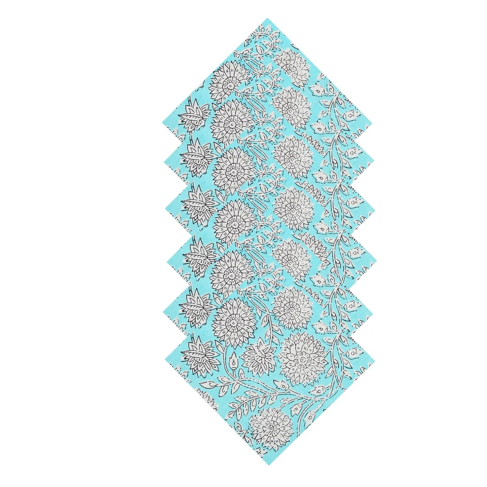 Sun Flower Hand Printed 100% Cotton Voile Fabric Table Napkins Set Of 12 Pcs - Image 3 of 4