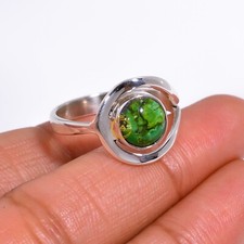 Green Copper Turquoise Ring 925 Sterling Silver Promise Boho Rings Gift Jewelry