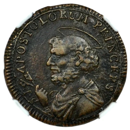 Papal States (SAN SEVERINO) Emergency 2-1/2 Baiocchi 1796 NGC XF45 BN St.Peter