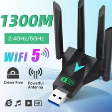 1300Mbps USB WiFi Adapter Dual Band 2.4G 5GHz Wireless Network Card Wi-Fi Dongle