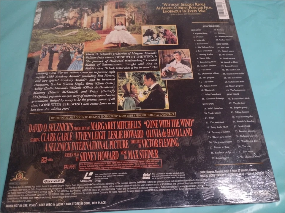 Vtg"Gone With The Wind" AC-3 Late Release Laserdisc LD - Clark Gable New Sealed - Image 2 of 2