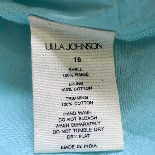 Maxi falda Ulla Johnson Corrine para mujer 16 borlas azul turquesa tiro alto Ramie - Imagen 6 de 12