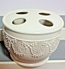 Croscill CHRISTINA ToothBrush Holder Ceramic 4 Toothbrushes 3.5 X 4 EUC CREAM