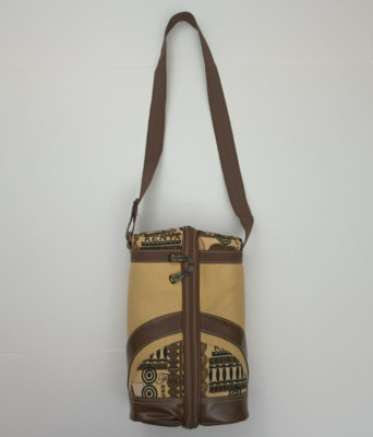 Vintage Picnic Time Single Champagne / Wine Portable Bag Canvas Printed - RARE