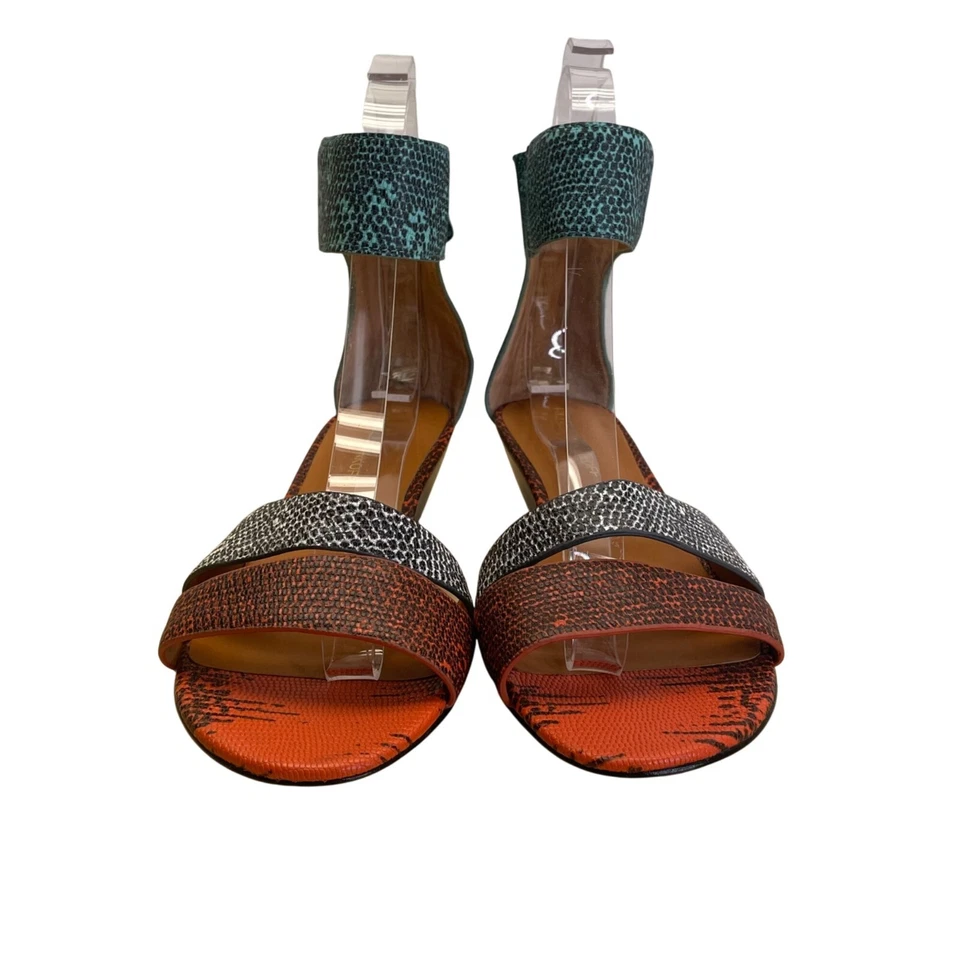 Sandalias de cuña Rebecca Minkoff multicolor de cuero en relieve con cremallera trasera talla 8,5 M Foto 2 de 4