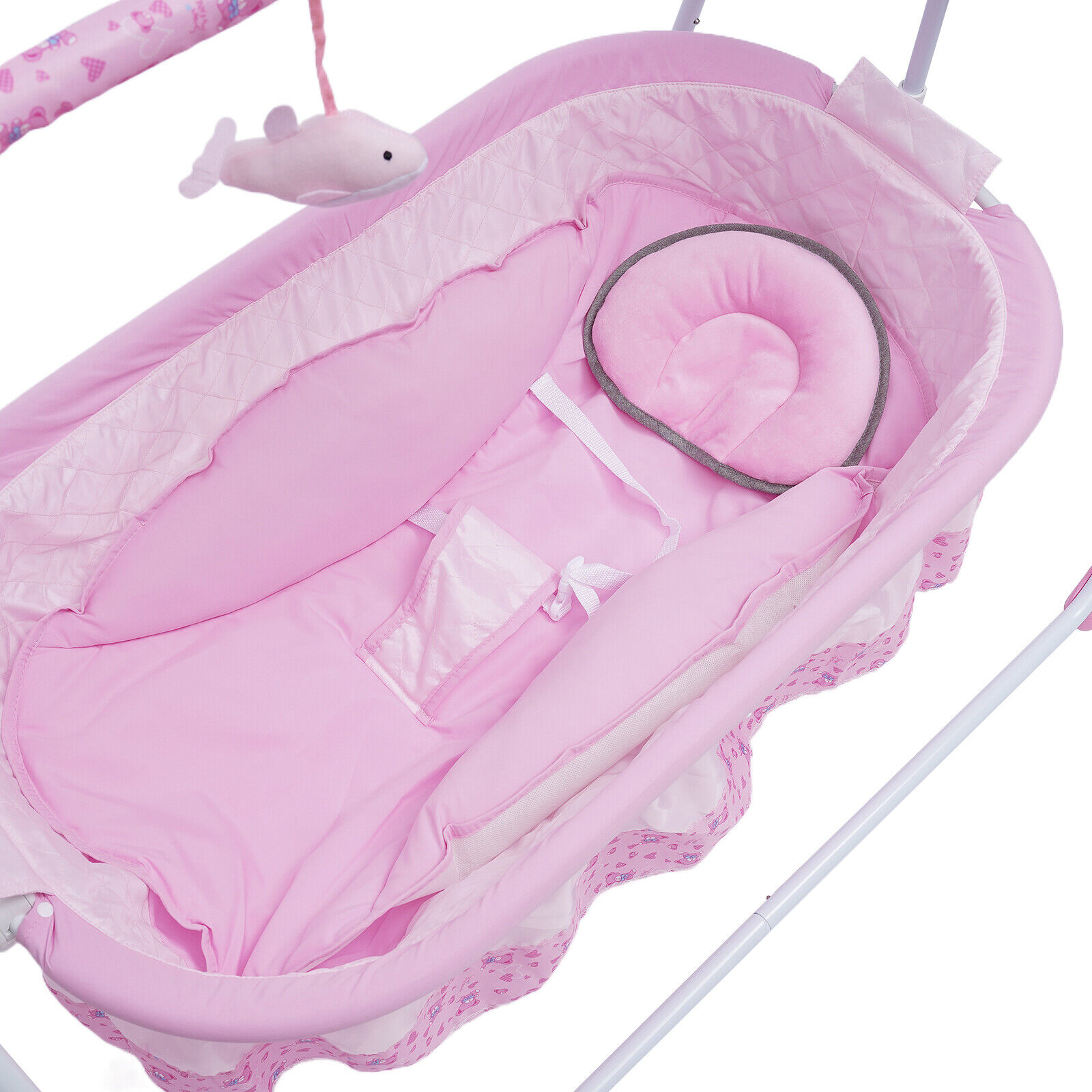 Elektrische Babywiege Kinderbett Babybett Mit automatischer Schaukel Rosa Musik