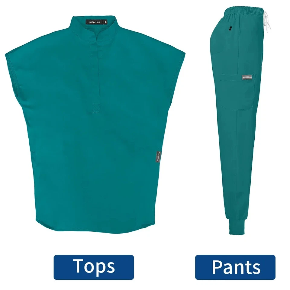 Terno esfoliante de enfermagem médica feminino blusa manga curta enfermeira uniformes de trabalho EUA - Imagem 2 de 4