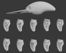 wLure Hard Plastic 3D Stencil for Fishing Lure Crankbait Blank Body UPC733 V2