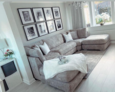 Bishop U Shape Cinema Corner Sofa Truffle Luxury Chenille Large Size UK Design