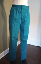 Vintage 70's Lord Isaac High Waisted Trousers Teal M Pants Cotton Flat Front