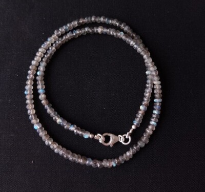 Natural Flashy Labradorite Faceted Rondelle Gemstone Beads Women Necklaces 18''