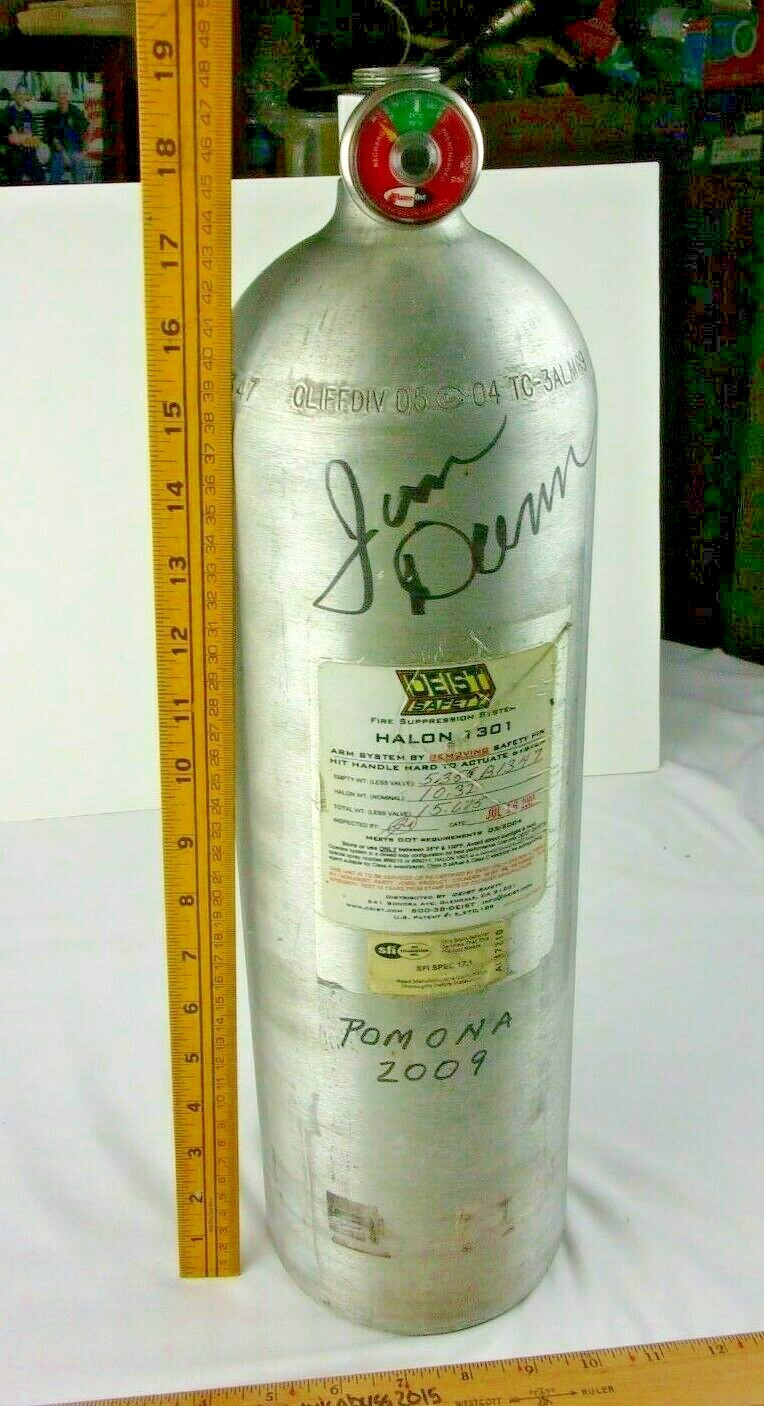 Top Fuel Dragster fire extinguisher signed by Jim Dunn & others 2000s