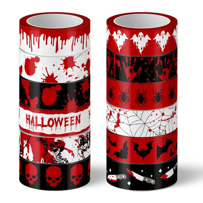 12 Rolls Halloween Bloody Washi Tapes Blood Spatter Spooky Bloodstain Skull Ghos
