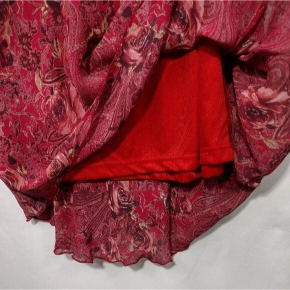 Falda envolvente floral Angie para mujer L roja artística boho retro festival playa vacaciones Foto 4 de 4