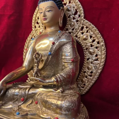Real Buddha Mantra Aksobhya Buddha Statue blessed 12inch/30cm Copper gilding - Picture 3 of 6