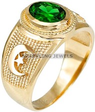 Lustrous Emerald Oval Cut With 14K Solid Gold Ring For Men 484