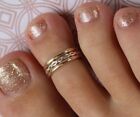 Adjustable Toe Ring 14k Yellow Gold Plated Women's Solid 925 Silver Metal 3 Row