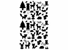 Forest Bits 57 pcs 0.25 to 0.75 Black Fused Glass Decals