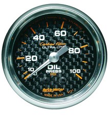 Auto Meter 4721 Carbon Fiber 100 Psi Mechanical Oil Pressure Gauge 2 116