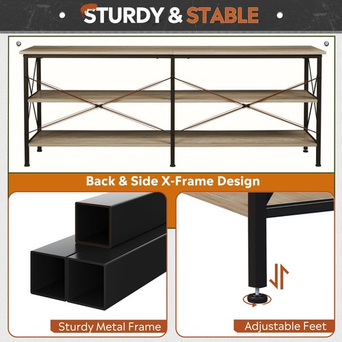 TV Stand TV Media Console with 3-Tier Storage Shelves for Living Room Bedroom - Picture 6 of 7