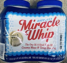 KRAFT Miracle Whip Mayo-Tangy Dressing 30 oz Jar MAYONNAISE - 2 PACK
